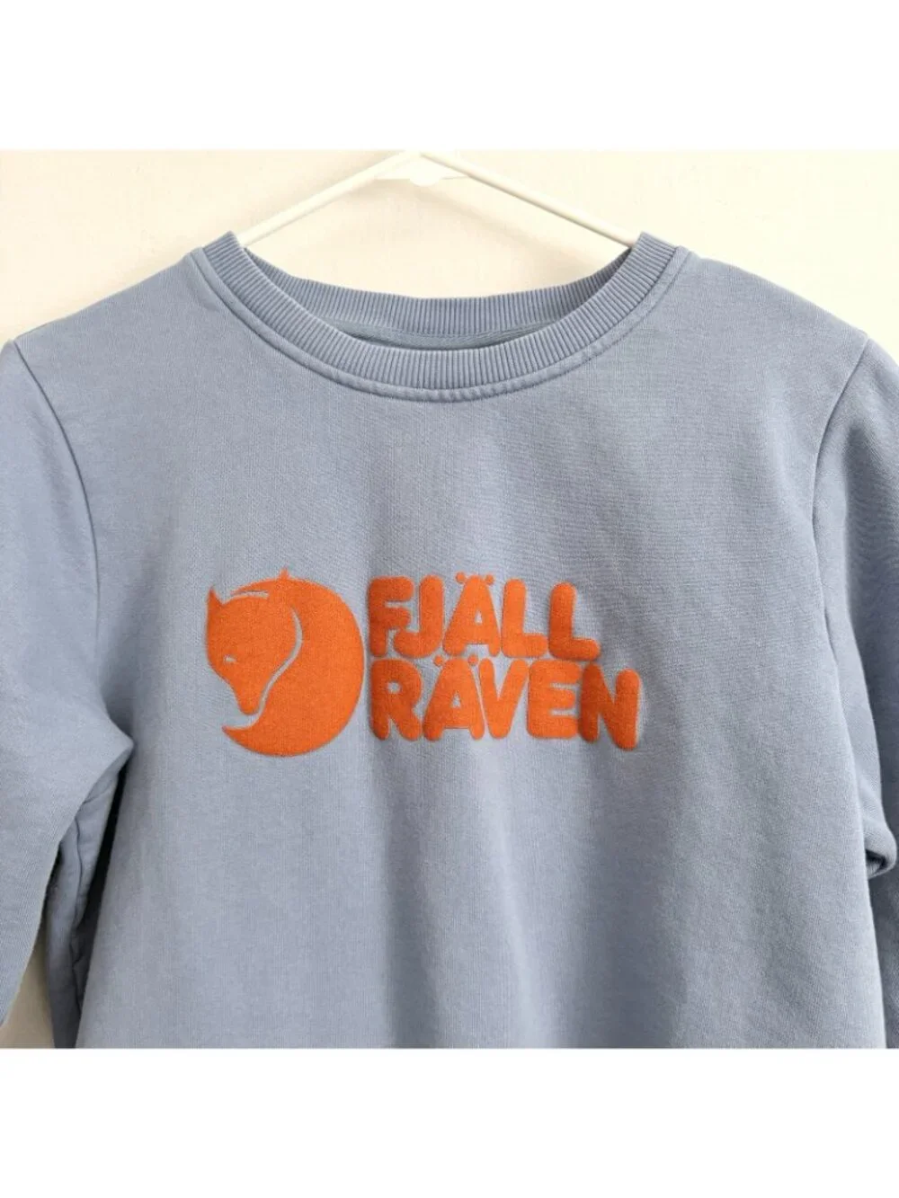 Fjallraven Logo Sweater Blue Crewneck Sweatshirt Orange Logo Women’s Size Small